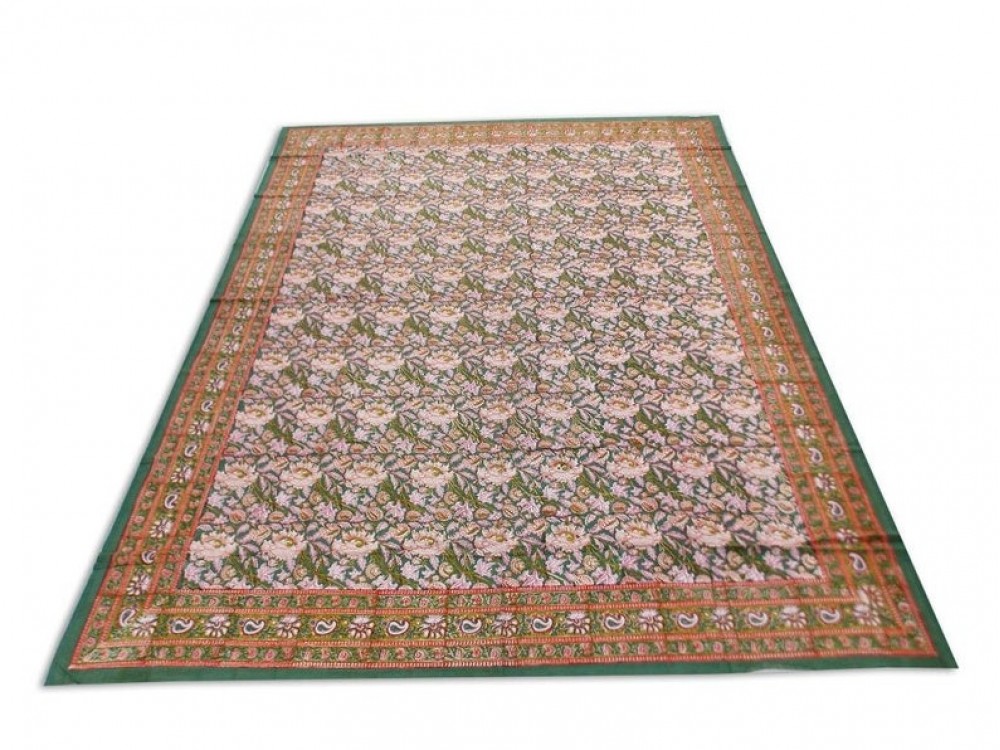 Indian Hand Block Print Design Cotton Bed Sheet Double Bedsheet Queen Size Bedspread 